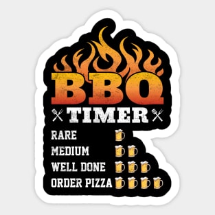 Funny BBQ Timer - BBQ and Beer Lovers | Distressed Style Sticker